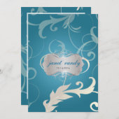 PixDezines装飾用葉の+渦巻き 招待状 (正面/裏面)