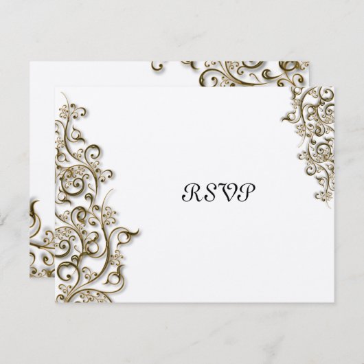 PixDezines装飾用金ゴールドが渦巻く 出欠カード (正面/裏面)