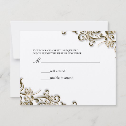 PixDezines装飾用金ゴールドが渦巻く 出欠カード (裏面)