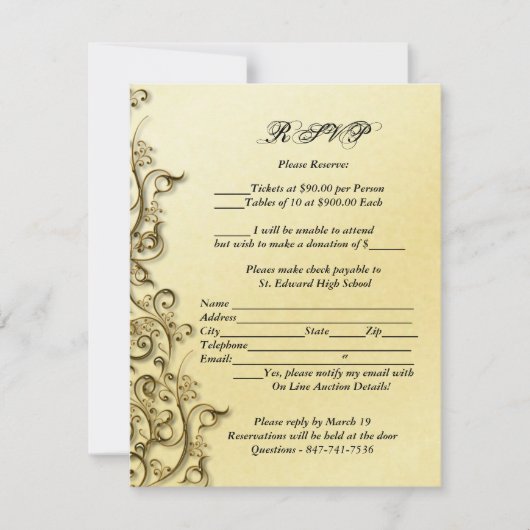 PixDezines装飾用金ゴールドが渦巻く 案内状 (正面)