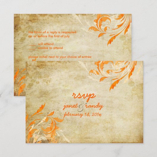 PixDezines装飾葉+旋回 出欠カード (正面/裏面)