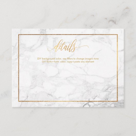 PixDezines詳細カード/大理石+フェイク金ゴールド エンクロージャーカード (正面)