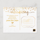 PixDezines誕生のお知らせ/めまいフェイク金ゴールド 案内ポストカード (裏面)