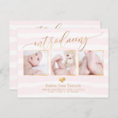 PixDezines誕生のお知らせ/ストライプ 案内ポストカード (正面/裏面)