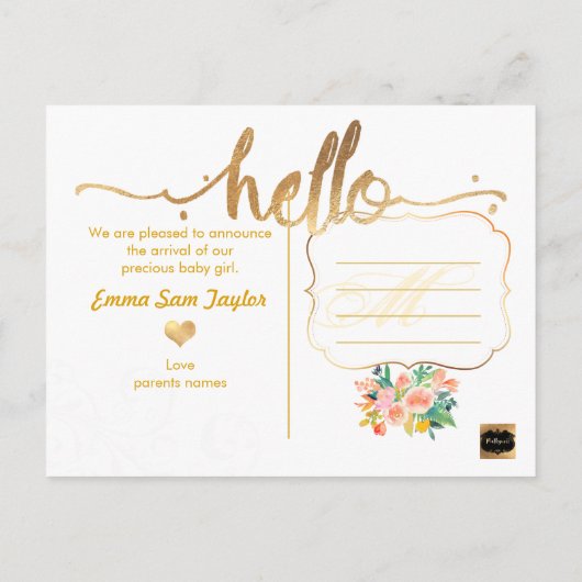 PixDezines誕生発表/フローラ水彩 案内ポストカード (裏面)