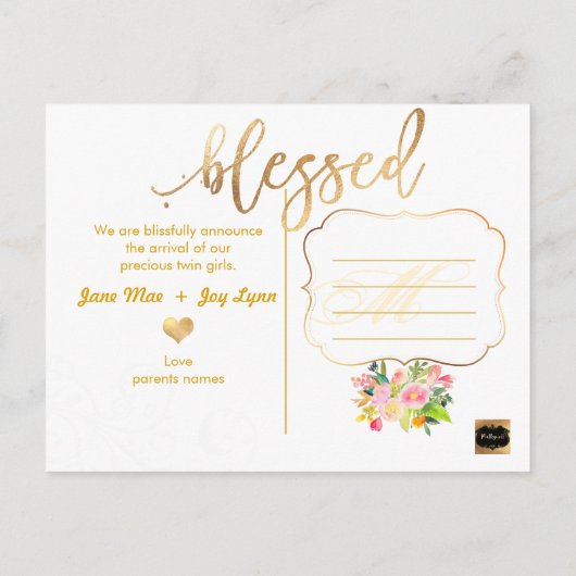 PixDezines誕生発表/フローラ水彩 案内ポストカード (裏面)