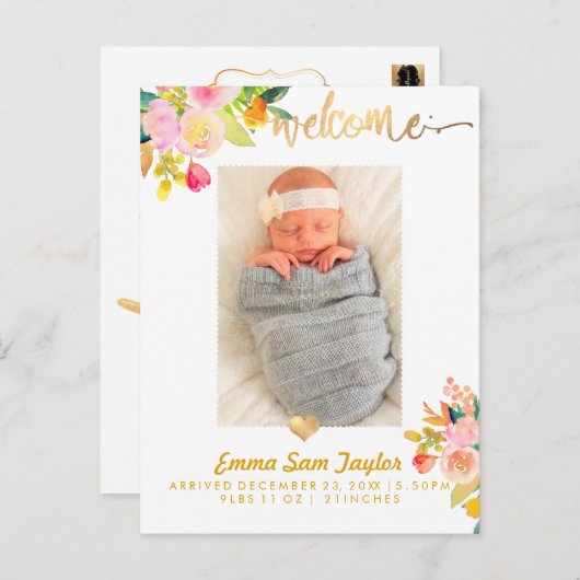 PixDezines誕生発表/フローラ水彩 案内ポストカード (正面/裏面)