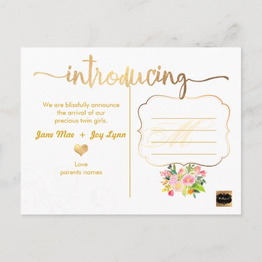 PixDezines誕生発表/フローラ水彩 案内ポストカード (裏面)