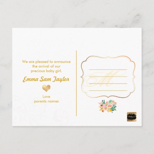 PixDezines誕生発表/フローラ水彩 案内ポストカード (裏面)