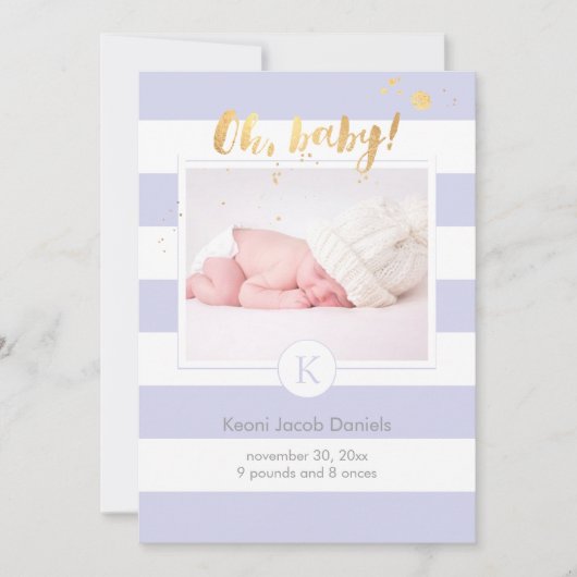 PixDezines誕生発表/DIYcolorのストライプ 案内状 (正面)