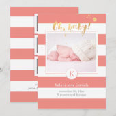 PixDezines誕生発表/DIYcolorのストライプ 案内状 (正面/裏面)