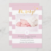 PixDezines誕生発表/DIYcolorのストライプ 案内状 (正面/裏面)