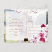 PixDezines赤いさくらんぼの花が日付を保存 案内ポストカード (裏面)