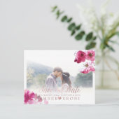 PixDezines赤いさくらんぼの花が日付を保存 案内ポストカード (スタンド正面)