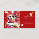 PixDezines赤いビロード結婚のケーキ/ダイバックグラウンド 名刺 (裏面)