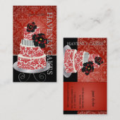 PixDezines赤いベルベットのケーキ/パティスリー 名刺 (正面/裏面)