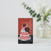 PixDezines赤いベルベットのケーキ/パティスリー 名刺 (スタンド正面)