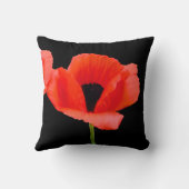 PixDezines赤いポピー/DIY背景色 クッション (裏面)