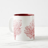 PixDezines赤いマウイサンゴ ツートーンマグカップ (正面左)