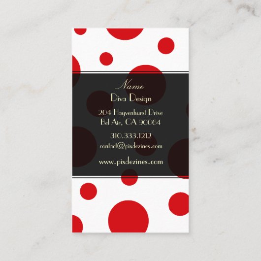 PixDezines赤い水玉模様 名刺 (裏面)