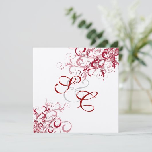 PixDezines赤の旋回/DIY背景 招待状 (スタンド正面)