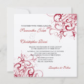 PixDezines赤の旋回/DIY背景 招待状 (裏面)