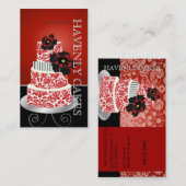 PixDezines赤ビロードケーキ/パティシセリ 名刺 (正面/裏面)