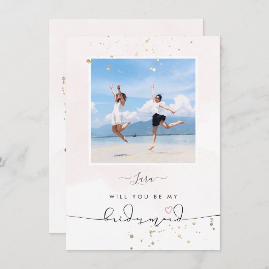 PixDezines赤面の水の色がブライドメイドになる 招待状 (正面/裏面)