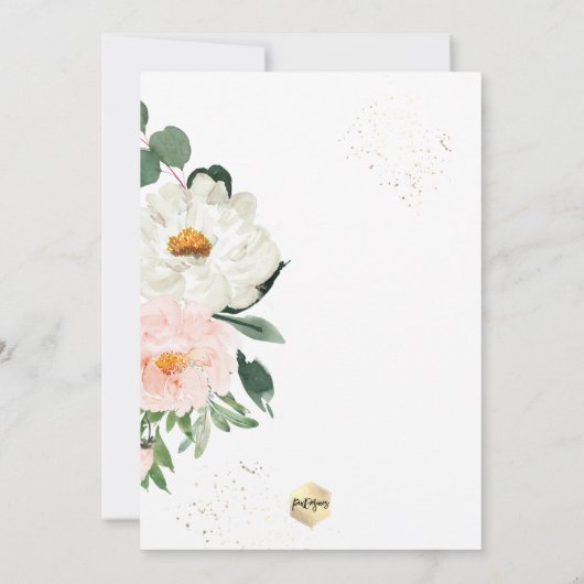 PixDezines赤面ウォーターカラーフラワー《キリスト教》洗礼式や命名式 招待状 (裏面)