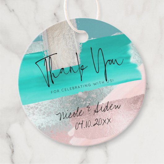 PixDezines赤面コーラルセージカラーブロックサンキュー フェイバータグ (正面)