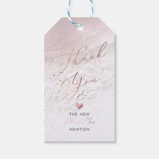 PixDezines赤面ビーチ+シャンパンバブルTx U ギフトタグ (正面)