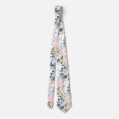 PixDezines赤面ピンクアイスブルーウォーター色の花 ネクタイ (裏面)