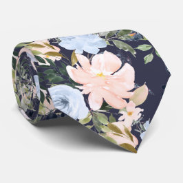 PixDezines赤面ピンクアイスブルーウォーター色の花 ネクタイ