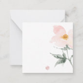 PixDezines赤面ピンクウォーターカラーペタル独身のバラ ノートカード (裏面)