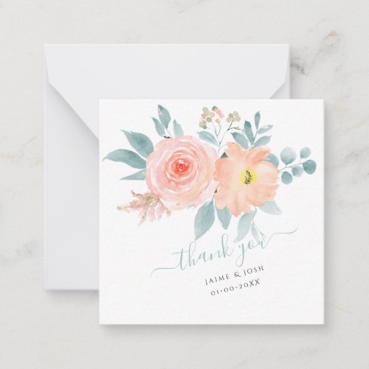 PixDezines赤面ピンクウォーター色バラノートカード ノートカード (正面)