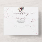 PixDezines赤面ピンクネイビーブルゴーニュH2花 オールインワン招待状 (裏面)