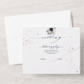 PixDezines赤面ピンクネイビーブルーウォーターカラーフラックス オールインワン招待状 (裏面)