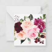 PixDezines赤面ピンクブルゴーニュ水カラーバラ ノートカード (裏面)