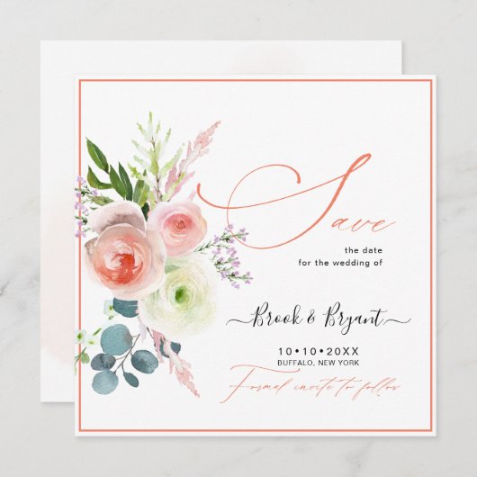 PixDezines赤面ピンクペニーが日付を保存 セーブザデート (正面/裏面)