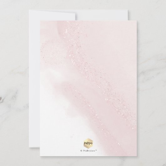 PixDezines赤面ピンクローズ金ゴールド《キリスト教》洗礼式や命名式 招待状 (裏面)