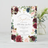 PixDezines赤面フラワーズウォータカラーバプテスマ 招待状 (スタンド正面)