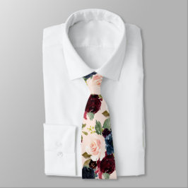 PixDezines赤面ブルガンディーネイビーフラーズDIYバックグランド ネクタイ