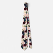 PixDezines赤面ブルガンディーネイビーフラーズDIYバックグランド ネクタイ (正面)