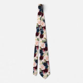 PixDezines赤面ブルガンディーネイビーフラーズDIYバックグランド ネクタイ (裏面)