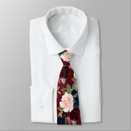 PixDezines赤面ブルガンディーネイビーフラーズDIYバックグランド ネクタイ