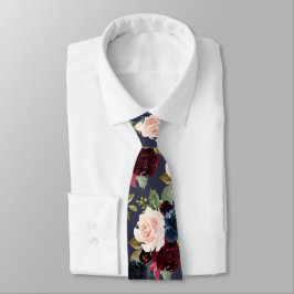 PixDezines赤面ブルガンディーネイビーフラーズDIYバックグランド ネクタイ