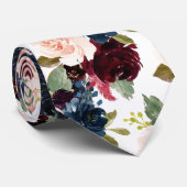 PixDezines赤面ブルゴーニュ海軍の水色の花 ネクタイ (ロール)