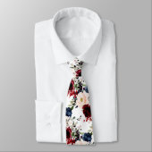 PixDezines赤面ブルゴーニュ海軍の水色の花 ネクタイ (タイ)