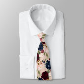 PixDezines赤面ブルゴーニュ海軍H2花 ネクタイ (タイ)