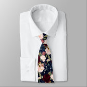 PixDezines赤面ブルゴーニュ海軍H2花 ネクタイ (タイ)